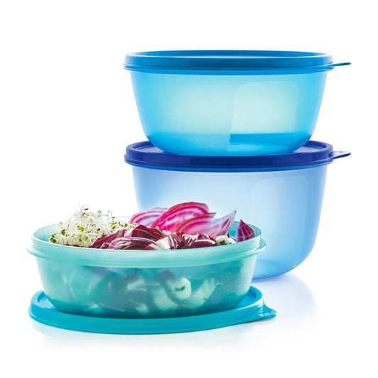 TUPPERWARE ESSENTIALS SEAL AND GO LARGE BOWL 3 PIECE SET
